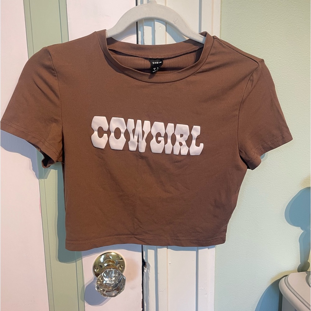 Shein Cowgirl Brown Crop Top. Size Medium.